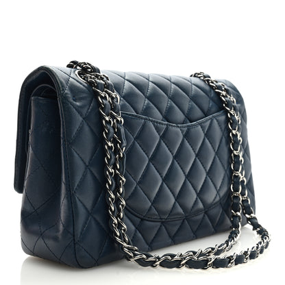 Chanel Lambskin Quilted Medium Double Flap Dark Blue 3 of 9