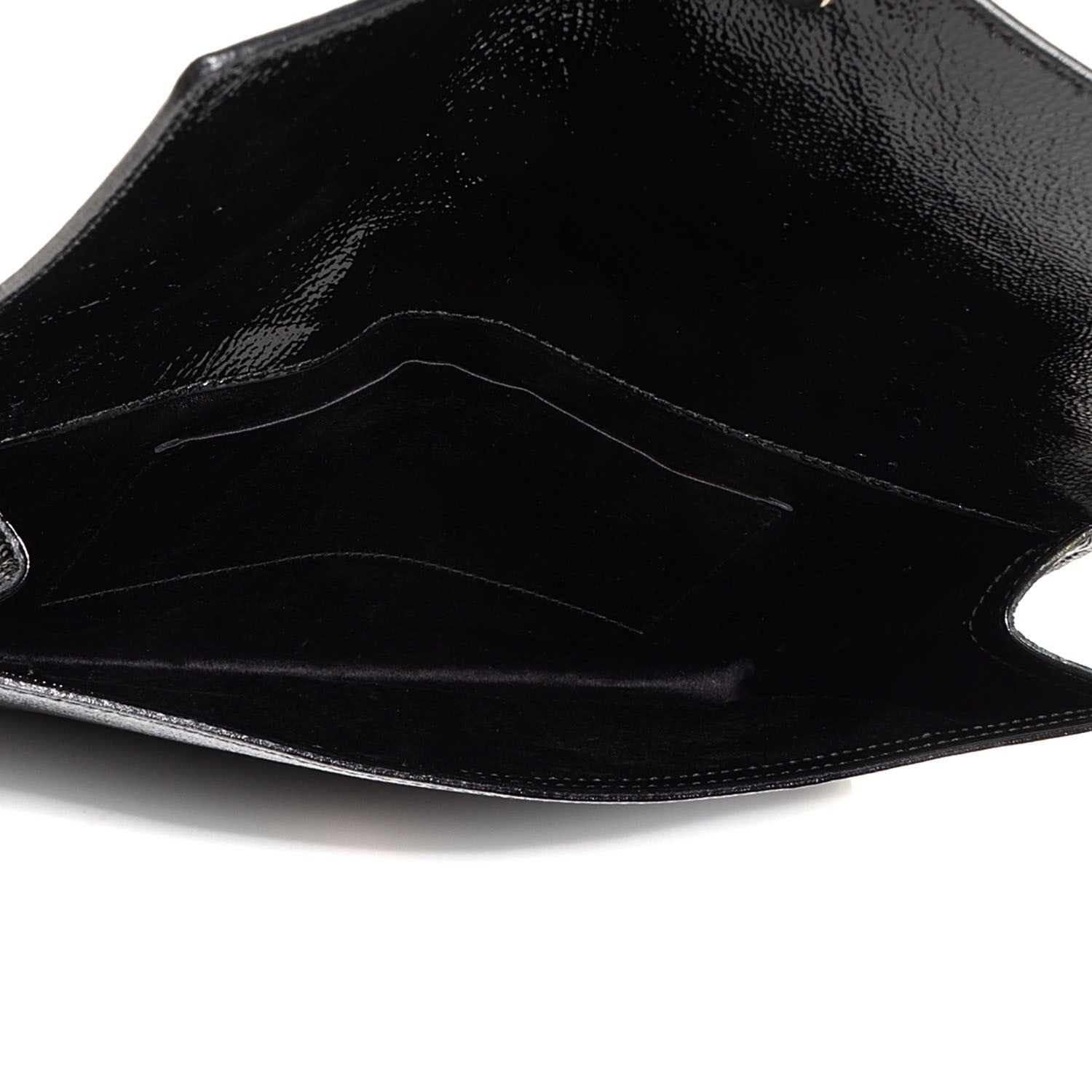 Saint Laurent Textured Patent Monogram Large Belle De Jour Clutch Black 6 of 8