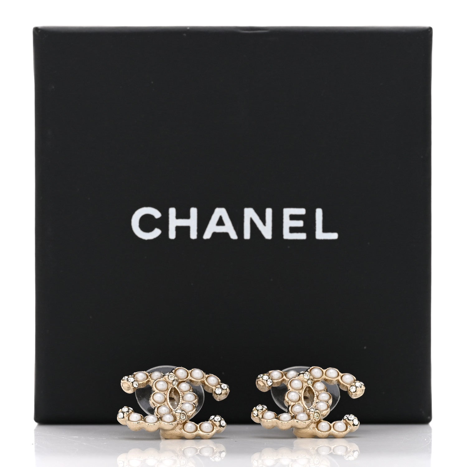 Chanel Pearl Crystal CC Earrings Gold 5 of 5