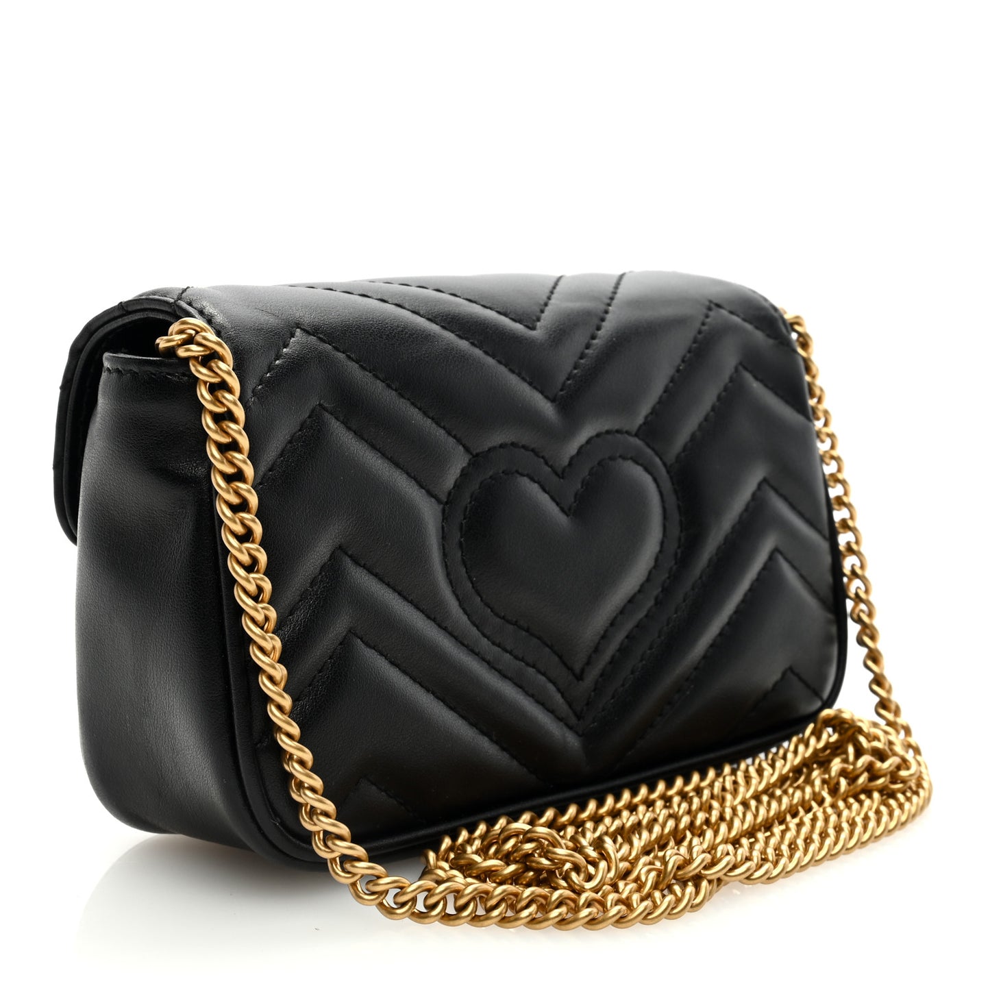 Calfskin Matelasse Super Mini GG Marmont Shoulder Bag Black