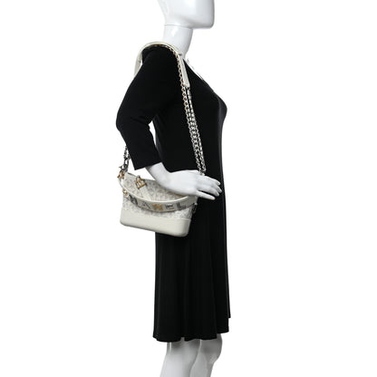 Chanel Calfskin Wool Felt Embossed Small Gabrielle Logo Hobo White 2 of 12
