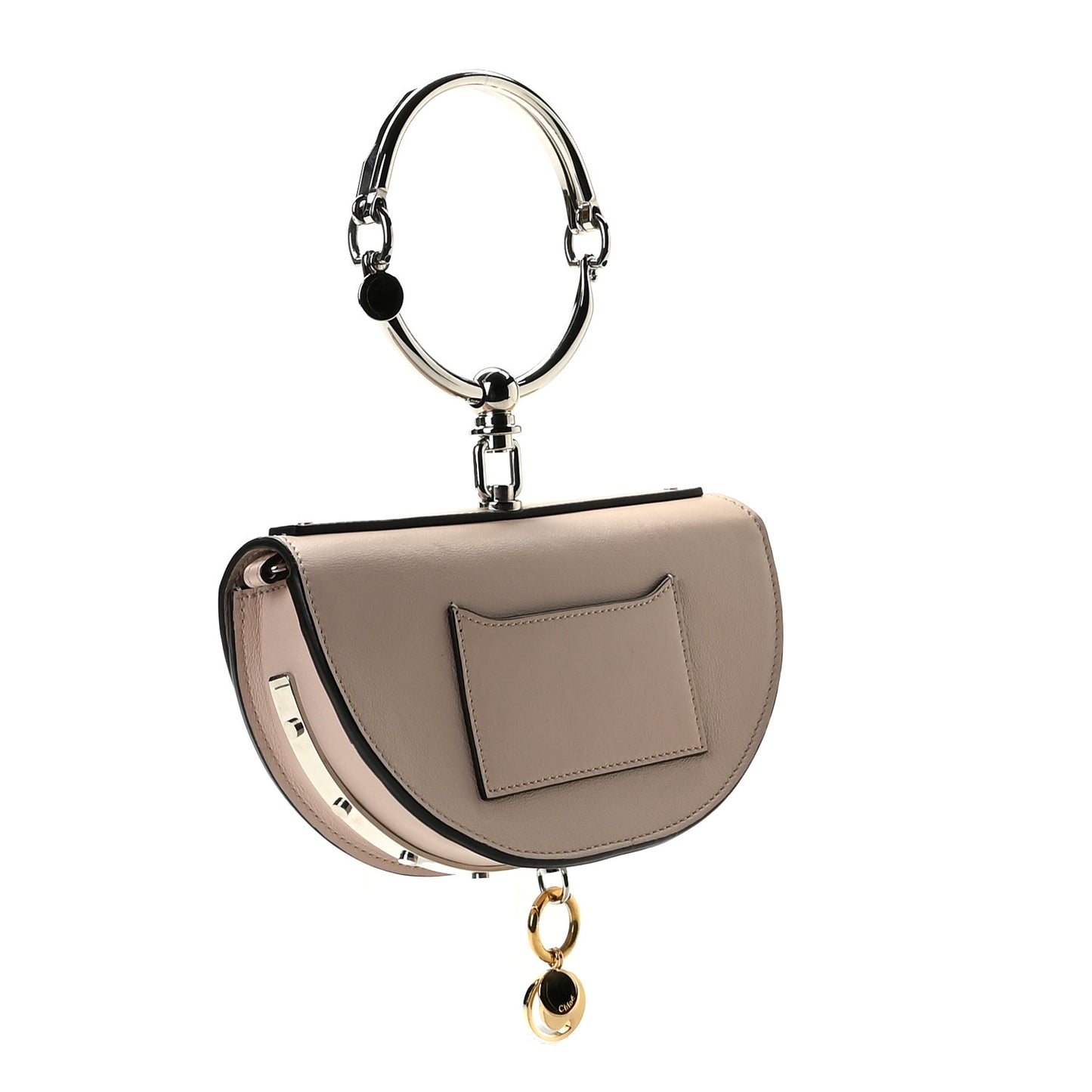 Calfskin Crystal Embellished Small Nile Bracelet Minaudiere Bag Cement Pink