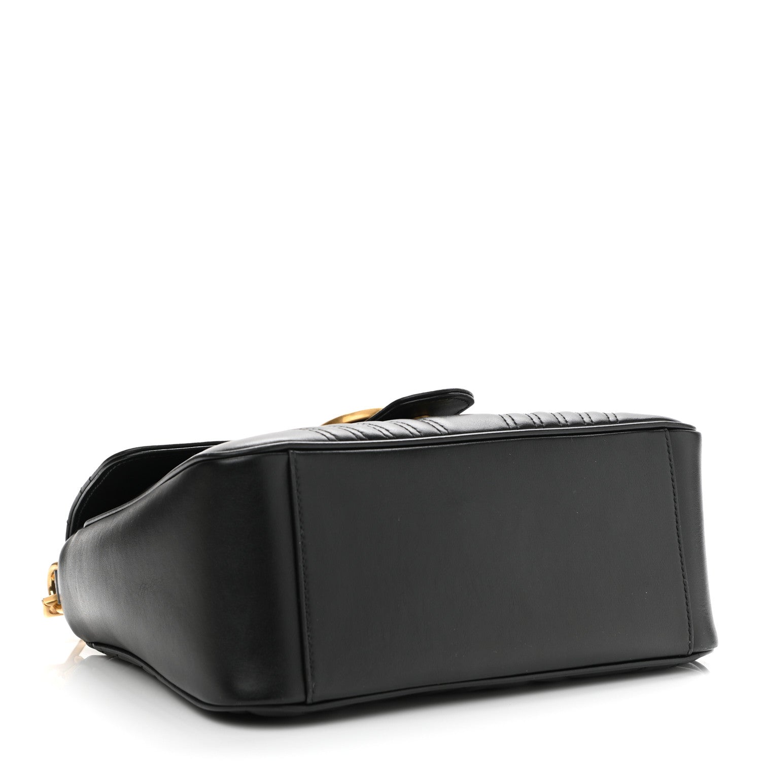 Gucci Calfskin Matelasse Small GG Marmont Top Handle Shoulder Bag Black 4 of 10