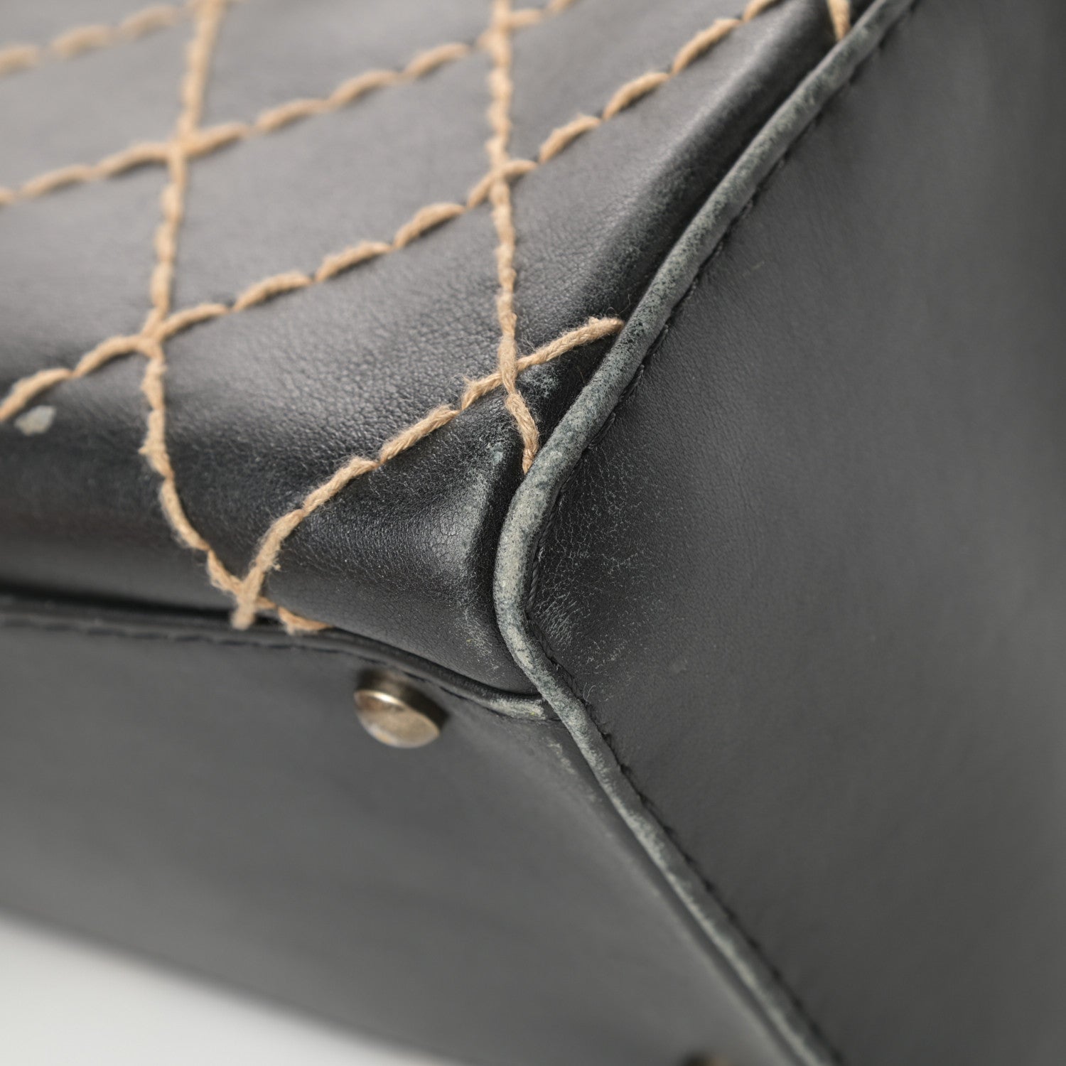 Chanel Calfskin Contrast Stitch Surpique Bowler Black 10 of 18