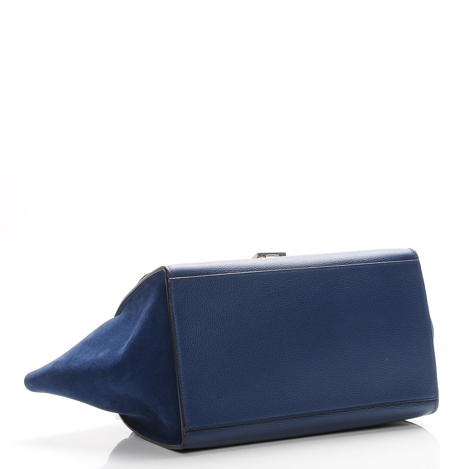 Celine Drummed Calfskin Suede Medium Trapeze Ocean Blue 4 of 11
