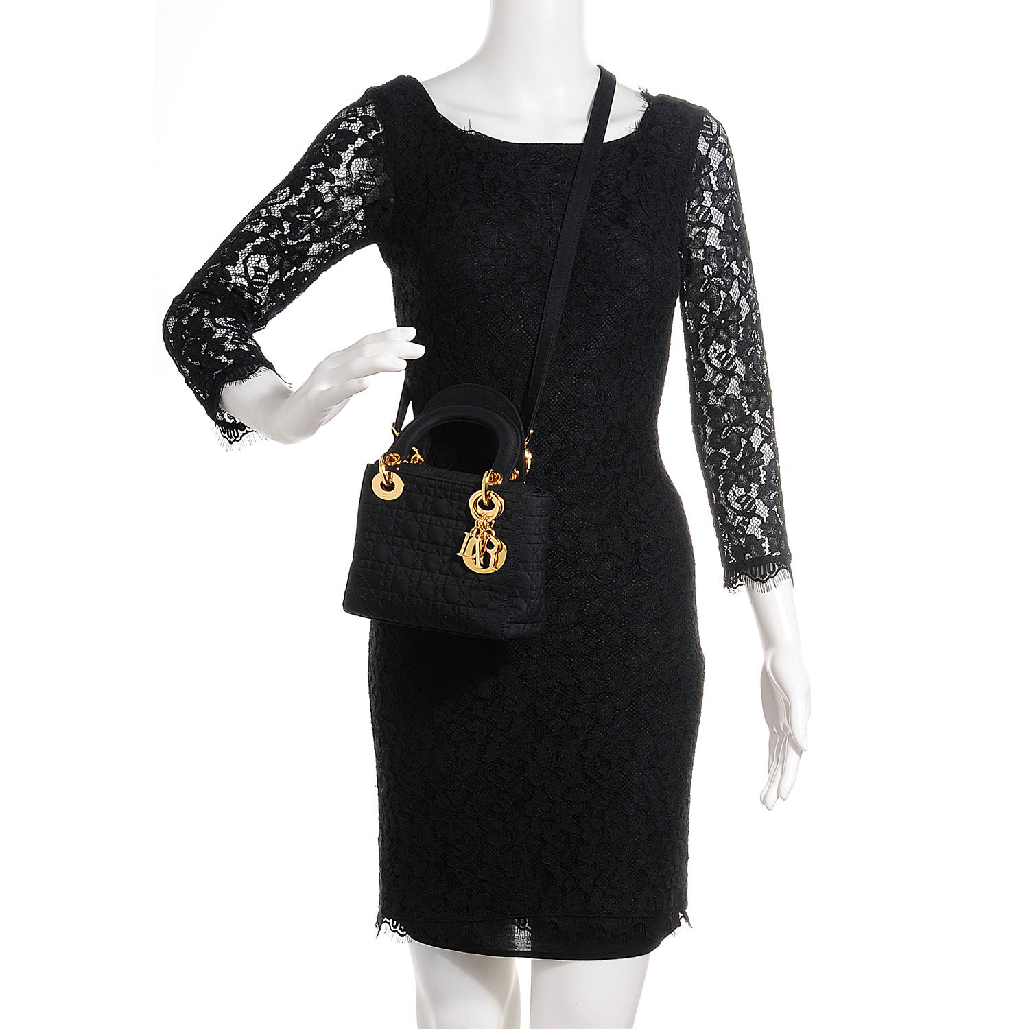 Christian Dior Nylon Cannage Mini Lady Dior Black 2 of 8