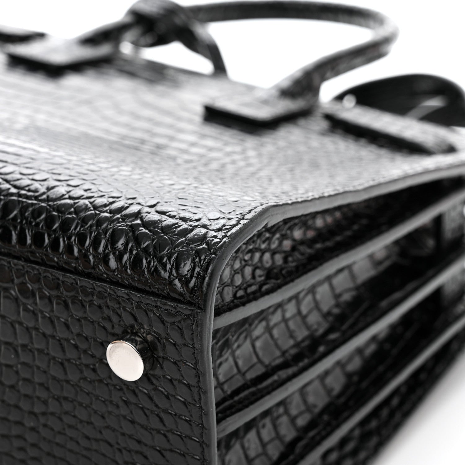 Saint Laurent Calfskin Crocodile Embossed Baby Sac De Jour Black 10 of 14