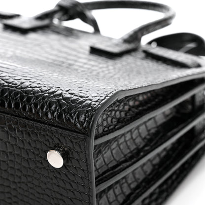 Saint Laurent Calfskin Crocodile Embossed Baby Sac De Jour Black 10 of 14