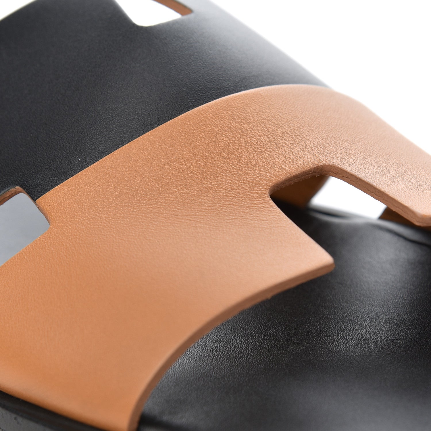 Hermes Calfskin Mens Izmir Sandals 43.5 Black Naturel 8 of 11