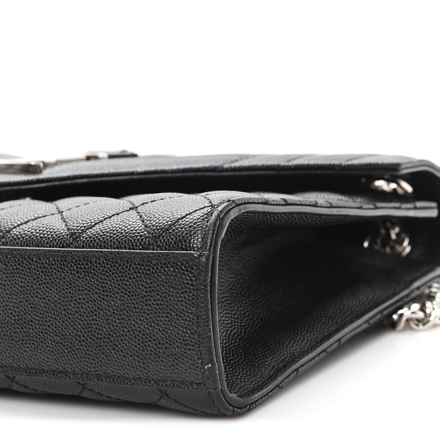 Saint Laurent Grain De Poudre Textured Mixed Matelasse Triquilt Medium Monogram Satchel Black 10 of 10