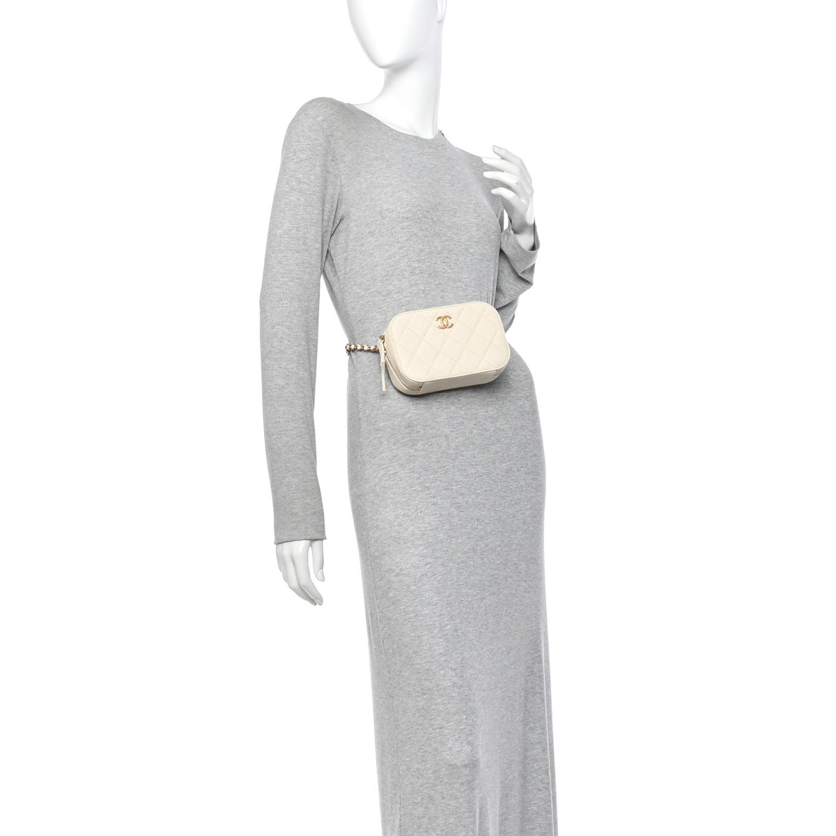 Caviar Quilted Waist Bag White