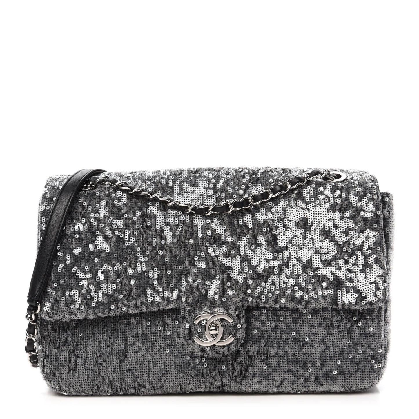 Sequin Jumbo Single Flap Silver