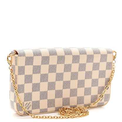Louis Vuitton Damier Azur Pochette Felicie Chain Wallet Rose Ballerine 4 of 10