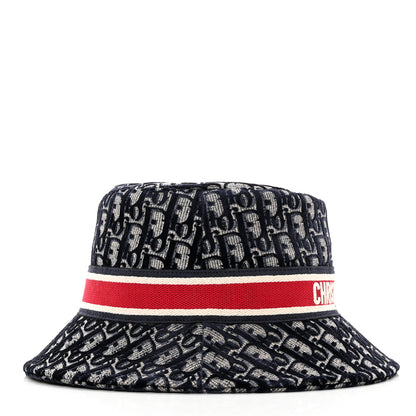 Christian Dior Velvet Oblique Large Brim Bucket Hat 57 Bleu Red 5 of 9