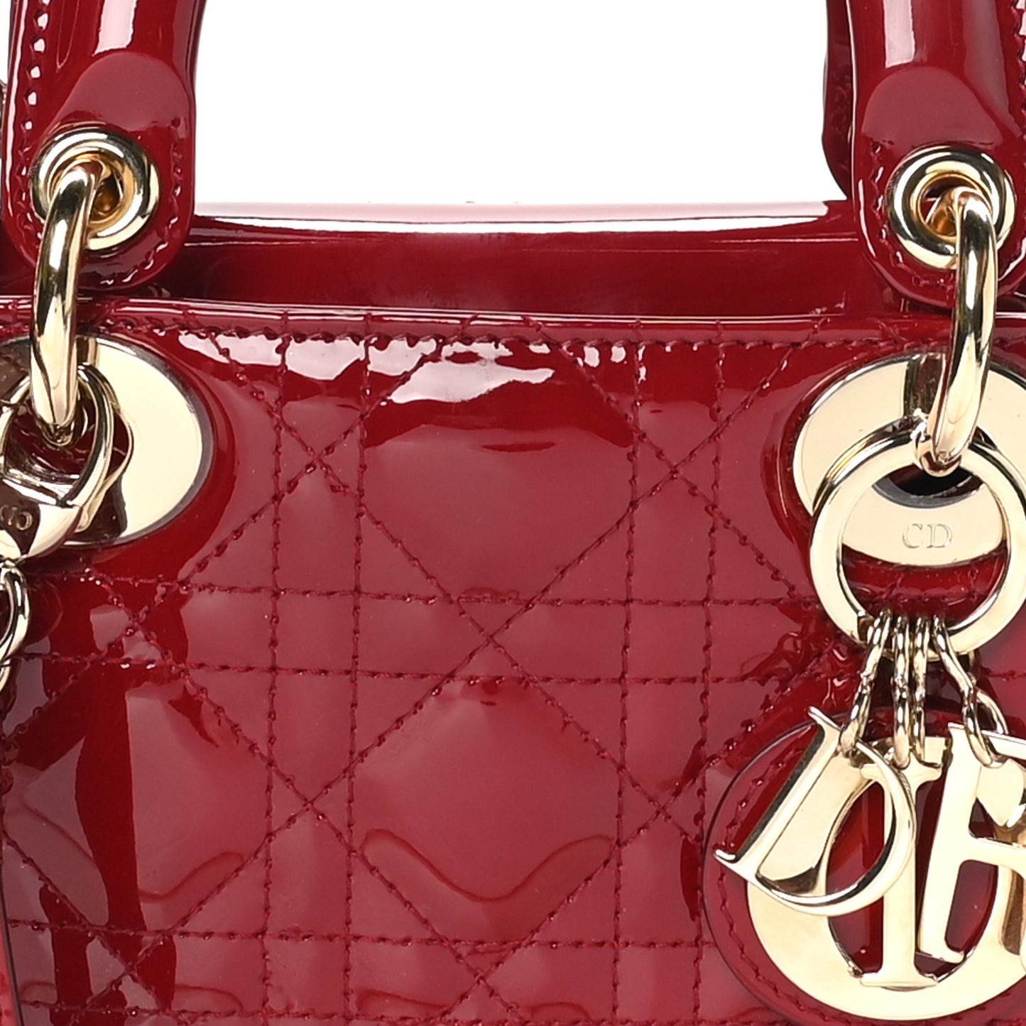Patent Cannage Mini Lady Dior Rouge Cerise