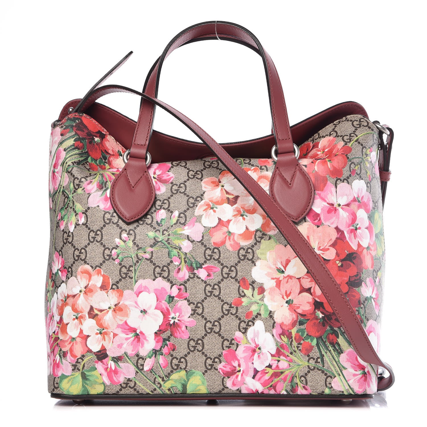 Gucci GG Supreme Monogram Blooms Linea A Foldover Tote Beige Multicolor Dry Rose 1 of 10