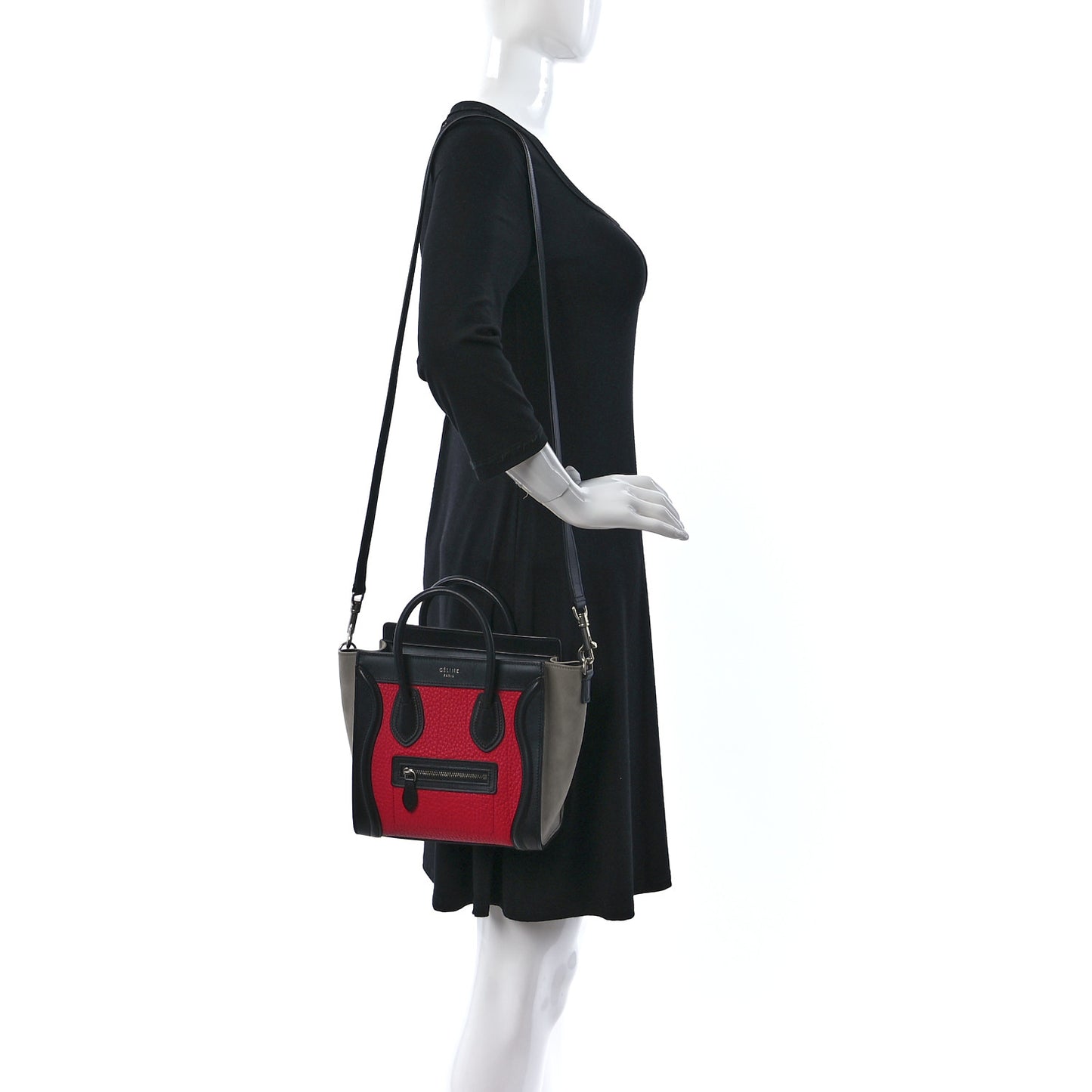 Bullhide Calfskin Nubuck Nano Tri-Color Luggage Bright Red