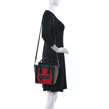 Celine Bullhide Calfskin Nubuck Nano Tri-Color Luggage Bright Red 2 of 10