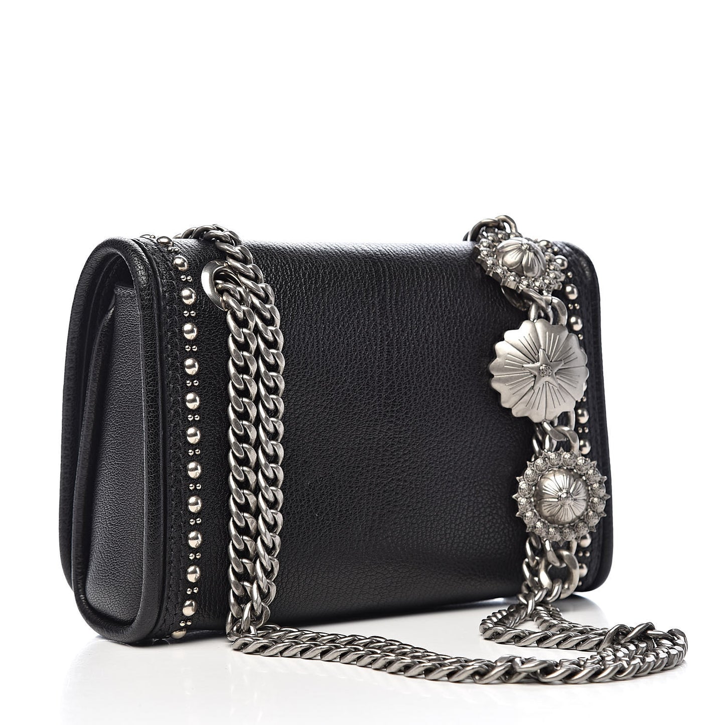 Goatskin Madras Borchie Shoulder Bag Black