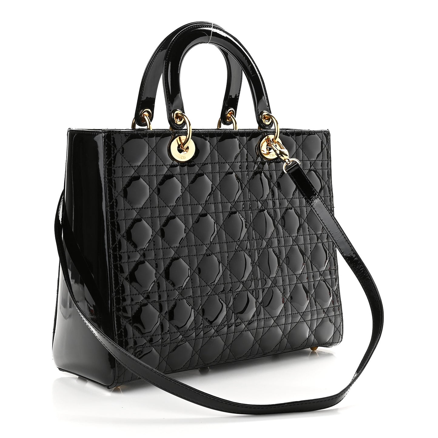 Patent Cannage Large Lady Dior Black