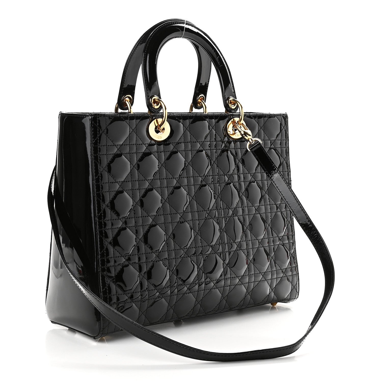 Christian Dior Patent Cannage Large Lady Dior Black 3 of 9