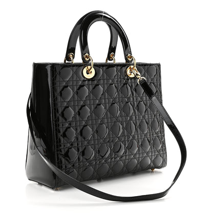 Christian Dior Patent Cannage Large Lady Dior Black 3 of 9