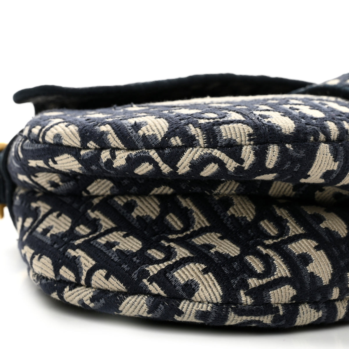 Oblique Embroidered Saddle Bag Blue