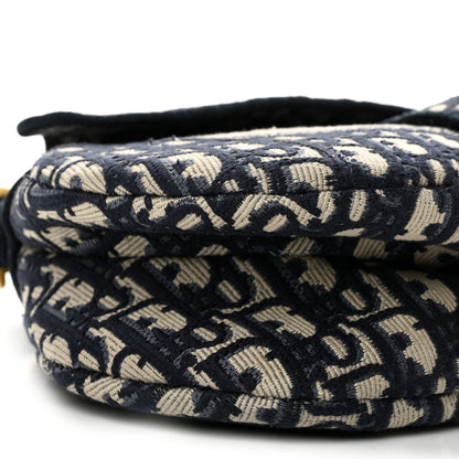 Christian Dior Oblique Embroidered Saddle Bag Blue 9 of 11