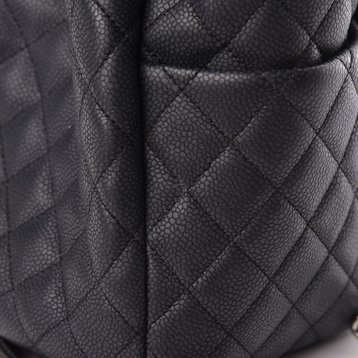Chanel Caviar Flat Quilted CC Chain Bucket Drawstring Bag Black 10 of 15