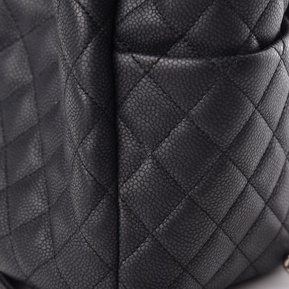 Chanel Caviar Flat Quilted CC Chain Bucket Drawstring Bag Black 10 of 15