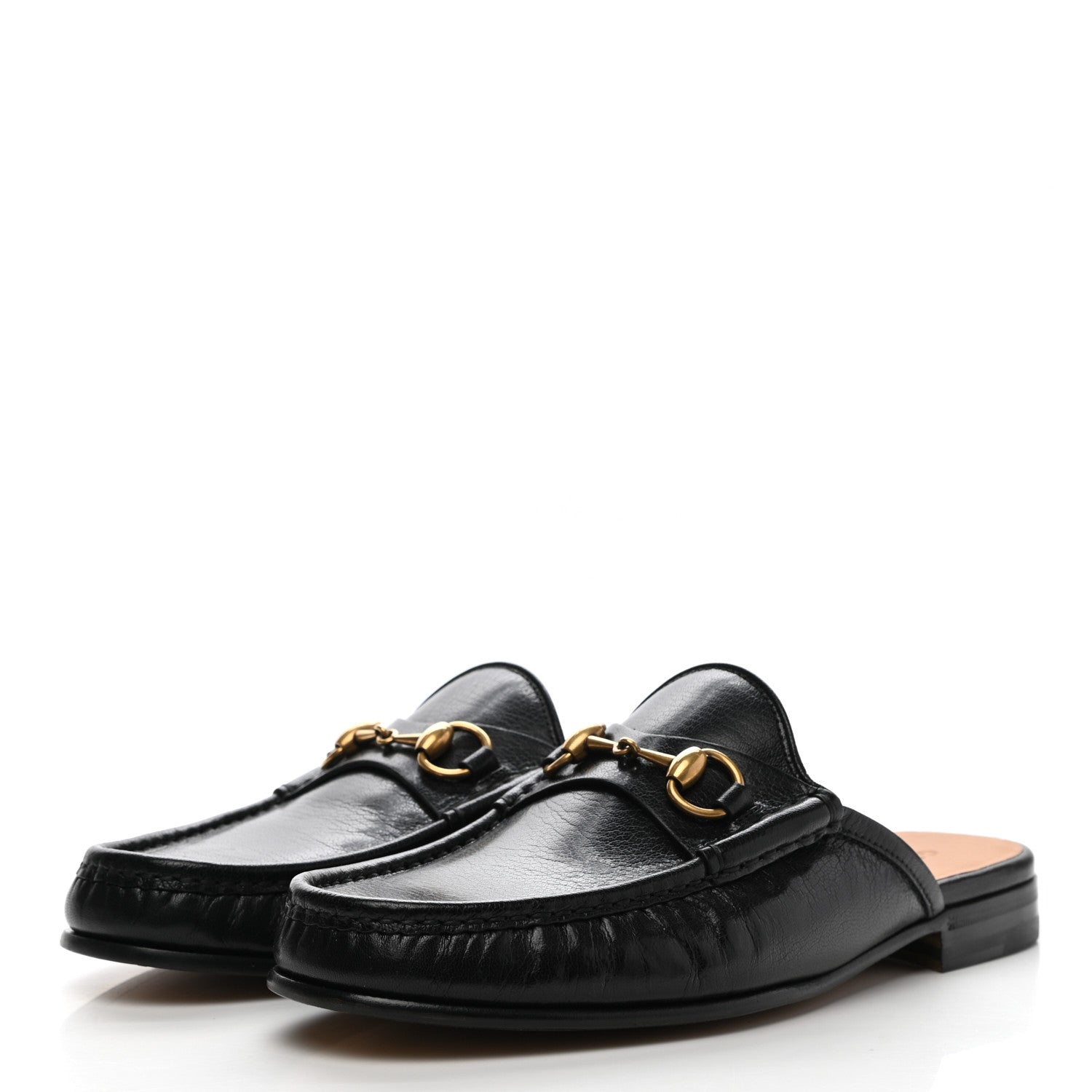 Gucci Goatskin Mens Horsebit Slippers 8.5 Black 3 of 10