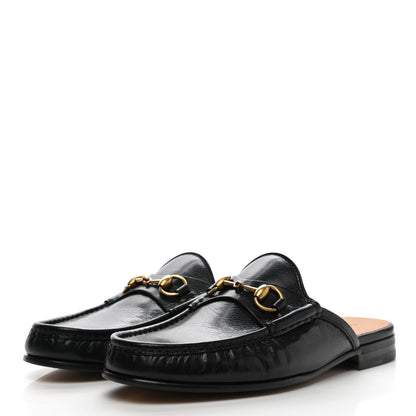 Gucci Goatskin Mens Horsebit Slippers 8.5 Black 3 of 10
