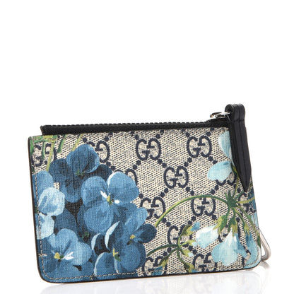 Gucci GG Supreme Monogram Blooms Key Case Beige Blue Navy 3 of 7