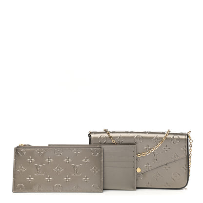 Louis Vuitton Vernis Felicie Pochette Chain Wallet Champagne Metallise 1 of 12