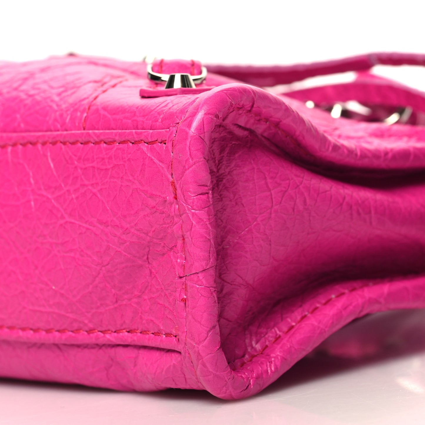 Agneau Classic Gold Hardware Nano City Fuchsia