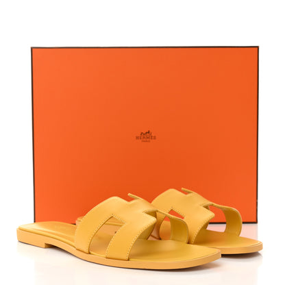 Hermes Box Calfskin Oran Sandals 40.5 Jaune Citron 9 of 9