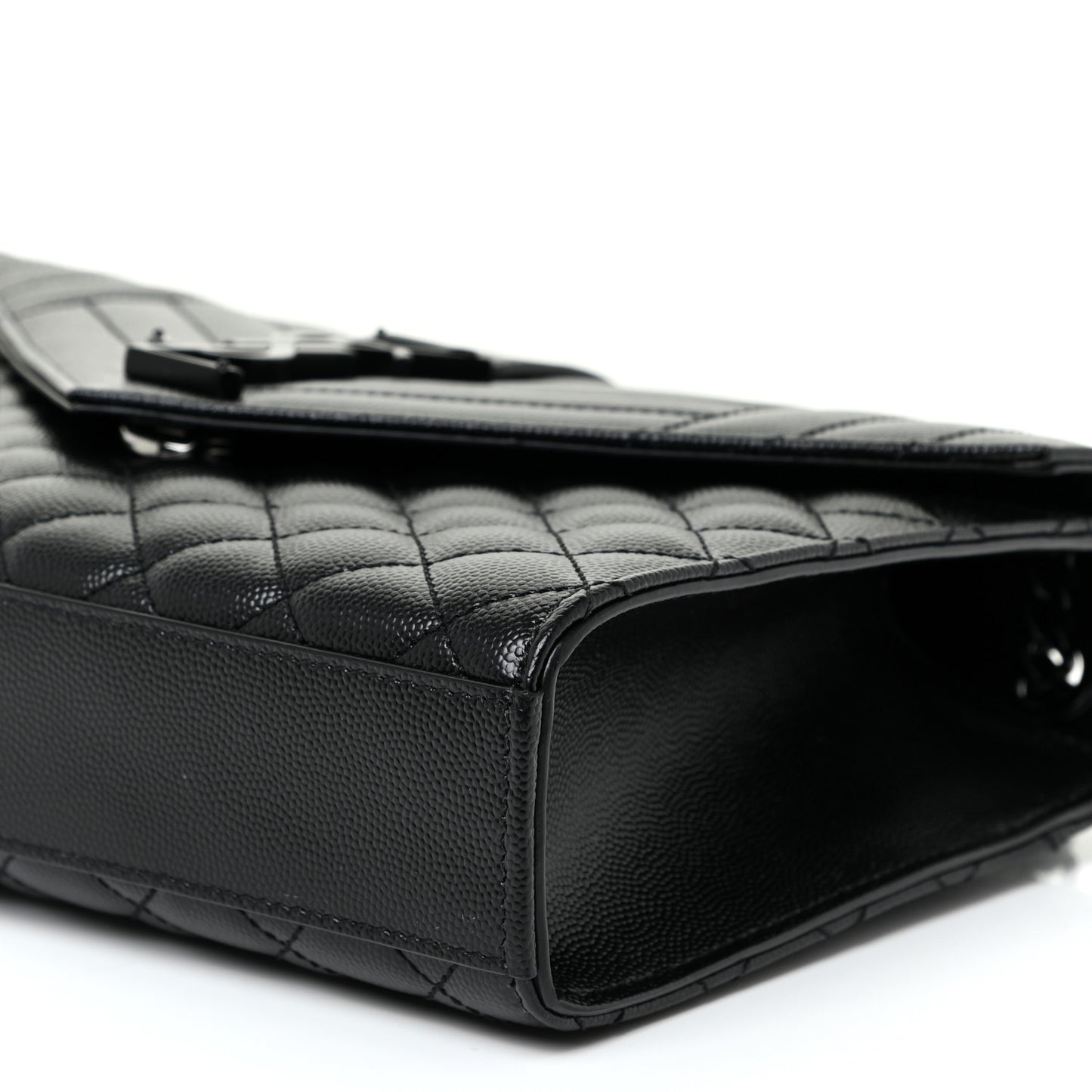 Grain De Poudre Textured Mixed Matelasse Triquilt Medium Monogram Satchel Black