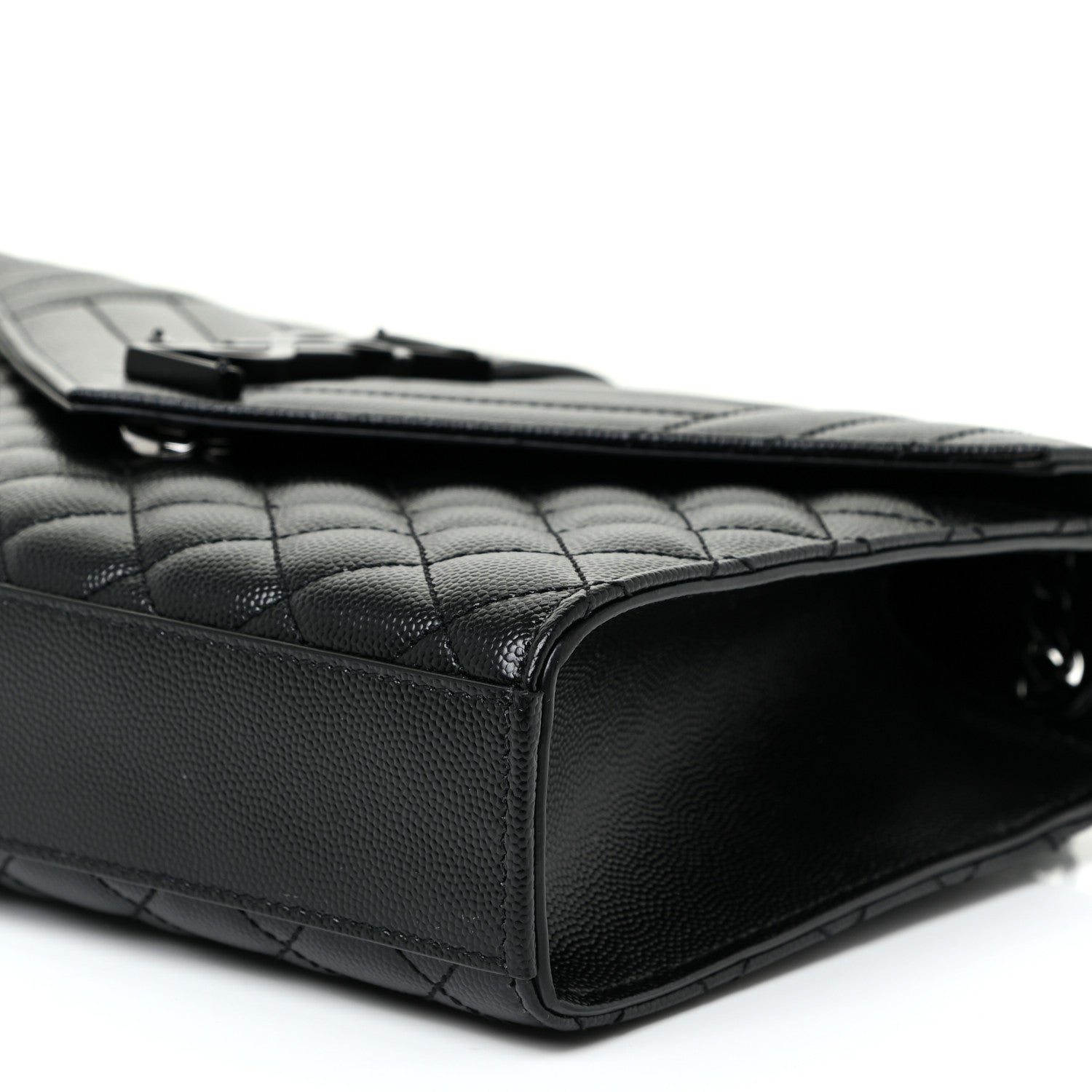 Saint Laurent Grain De Poudre Textured Mixed Matelasse Triquilt Medium Monogram Satchel Black 10 of 13