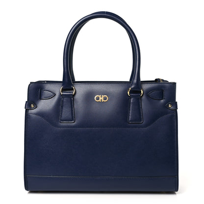 Salvatore Ferragamo Calfskin Briana Tote Navy 1 of 9