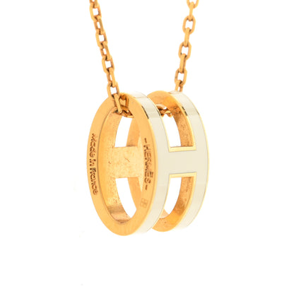 Hermes Lacquered Gold Pop H Pendant Necklace White 4 of 6