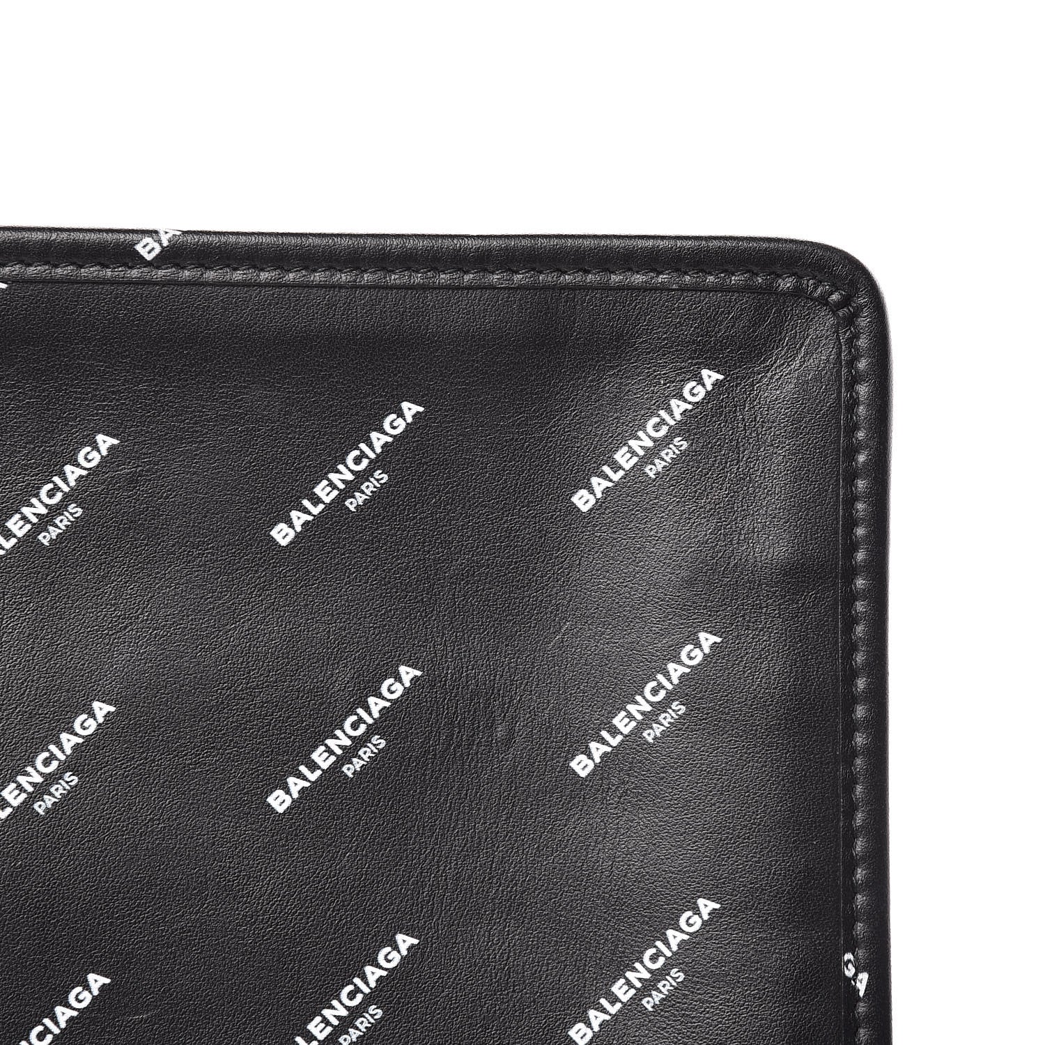 Balenciaga Calfskin Allover Logo Documents Case Black 12 of 13