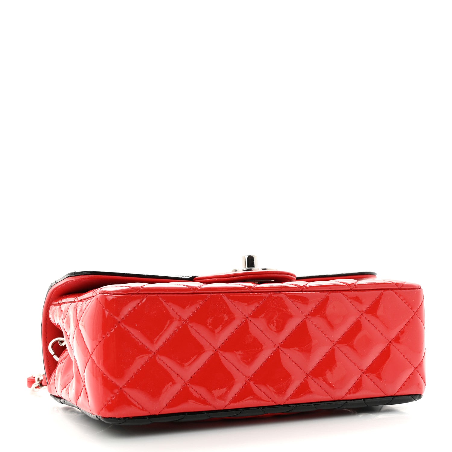 Chanel Patent Calfskin Quilted Bi-Color Mini Rectangular Flap Red Black 4 of 12
