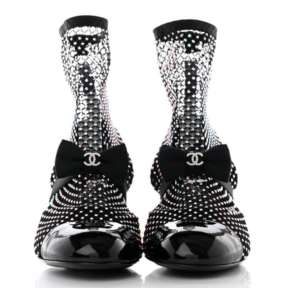 Chanel Resille Strass Kid Suede Patent Mary Jane Short Boots 39.5 Black 2 of 11