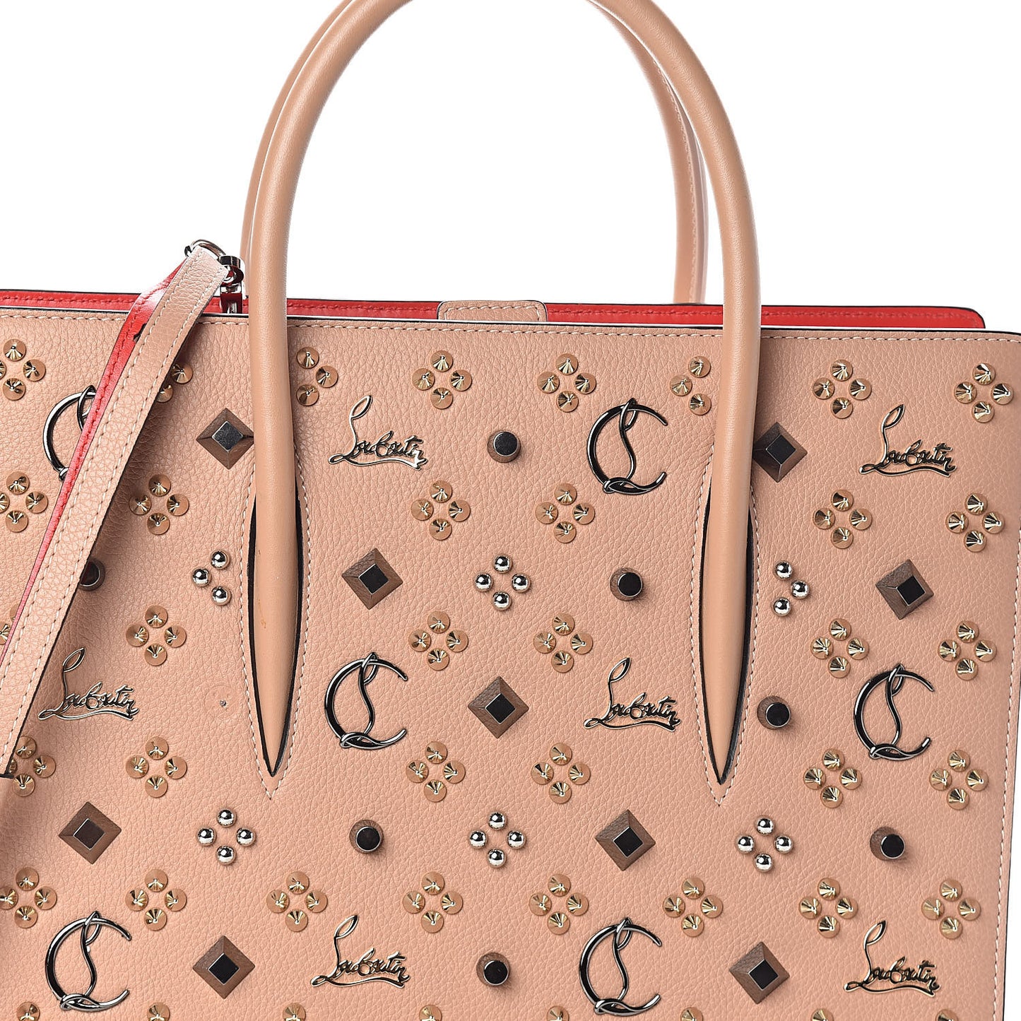 Calfskin Spikes Loubinthesky Medium Paloma Nude Multimetal
