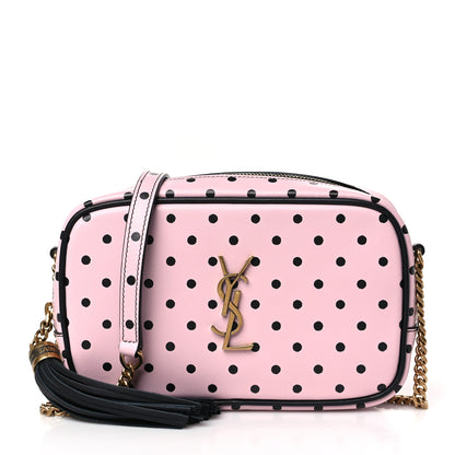 Saint Laurent Calfskin Printed Polka Dot Mini Lou Camera Bag Pink Black 1 of 10