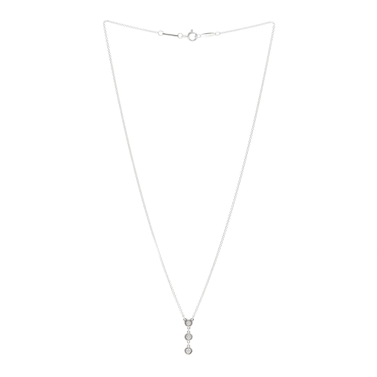 Tiffany Sterling Silver Diamond .15ctw Elsa Peretti Diamonds by the Yard Drop Pendant Necklace 3 of 5