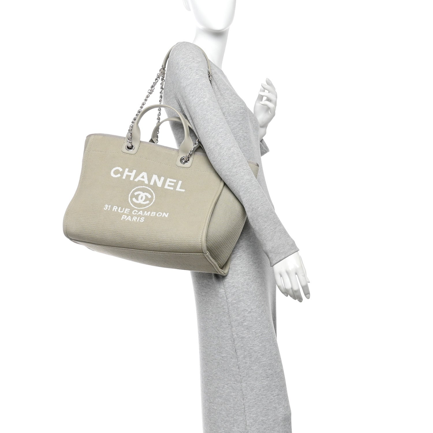 Chanel Mixed Fibers Medium Deauville Tote Grey 2 of 12