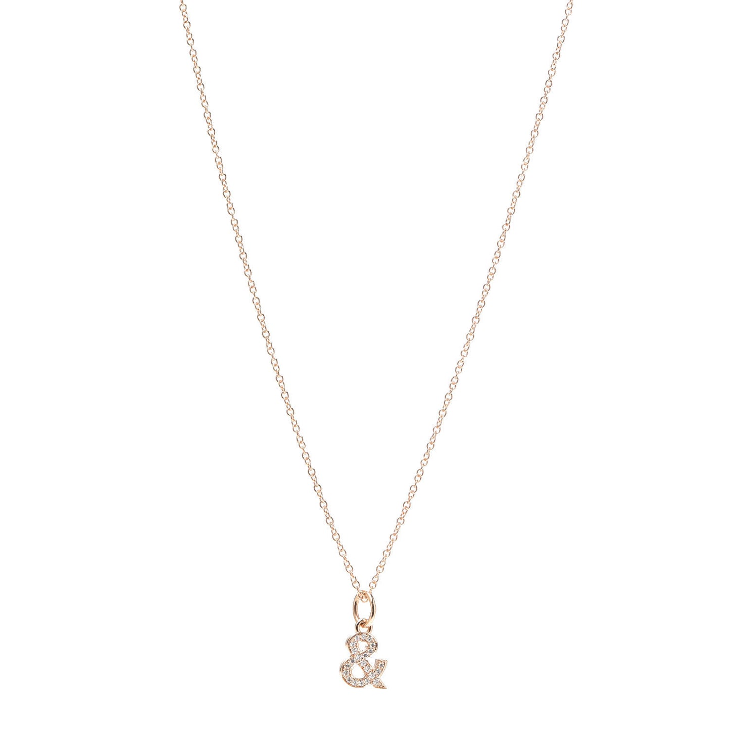 18K Rose Gold Diamond Medium Ampersand Pendant Necklace