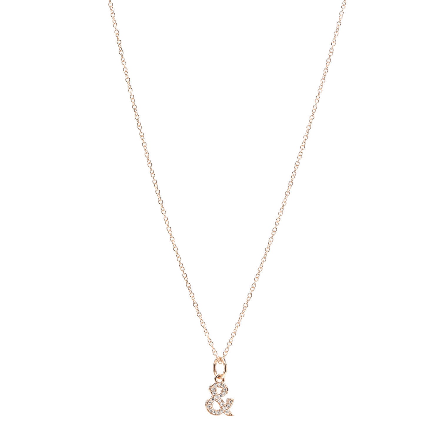 Tiffany 18K Rose Gold Diamond Medium Ampersand Pendant Necklace 1 of 6