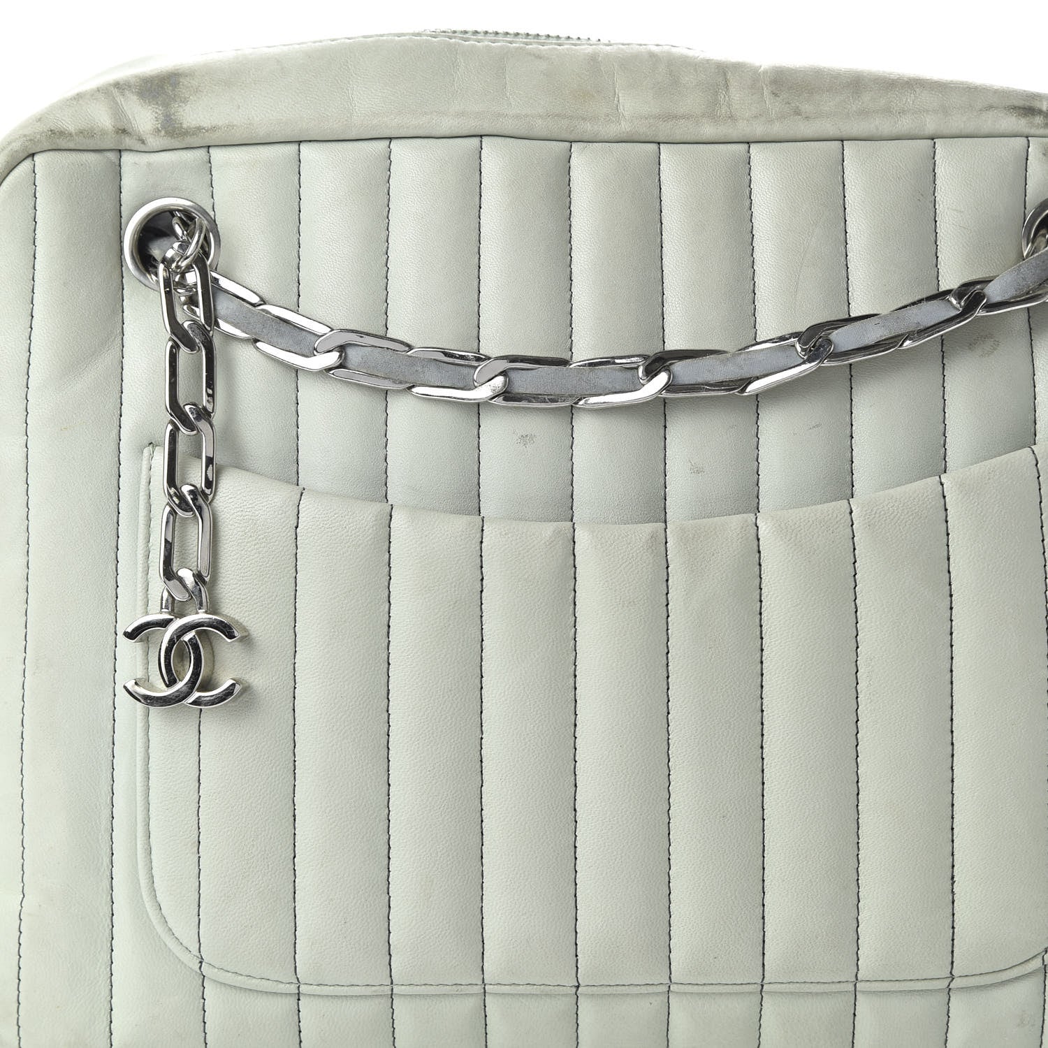 Chanel Lambskin Vertical Quilted Mademoiselle Camera Case Green 10 of 12